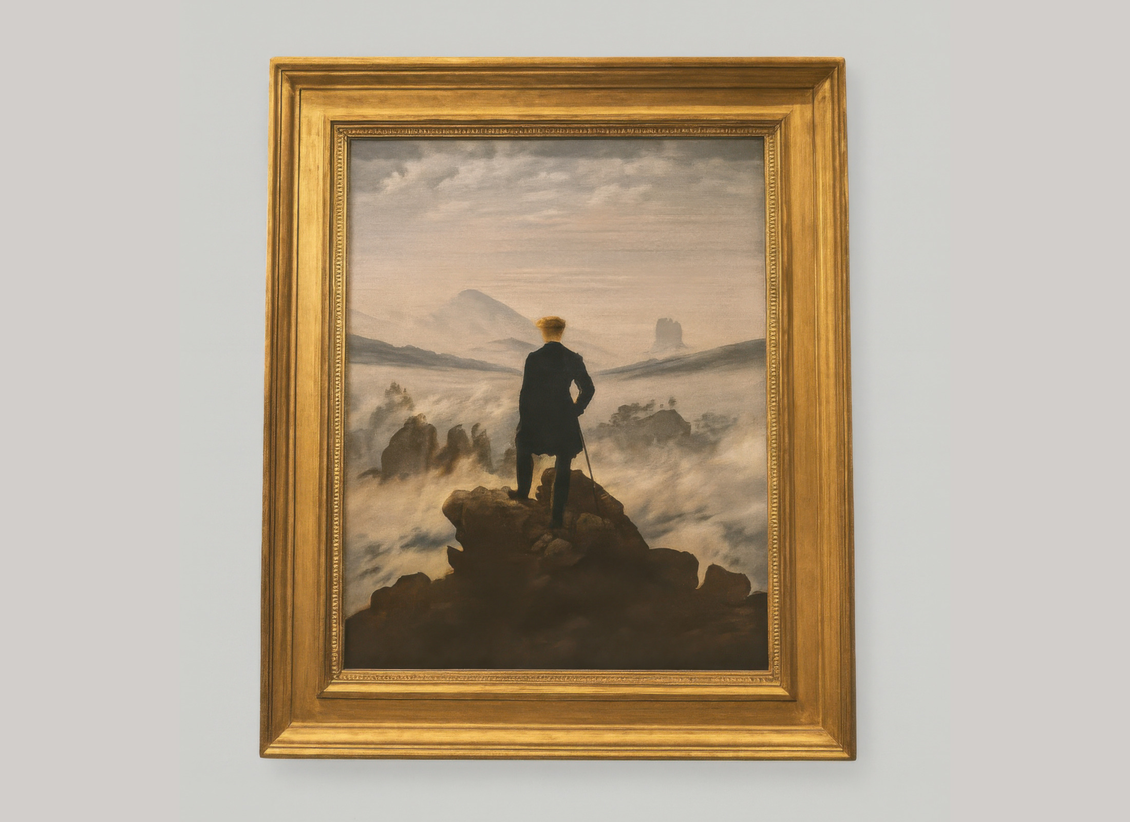 Framed Wanderer above the Sea of Fog Painting Caspar David Friedrich